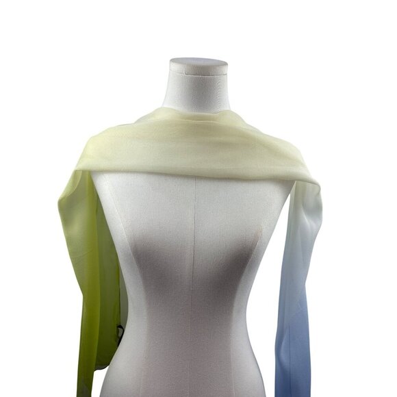 Echo Gradient Chiffon Scarf For Women - Yellow & Blue - Picture 4 of 7